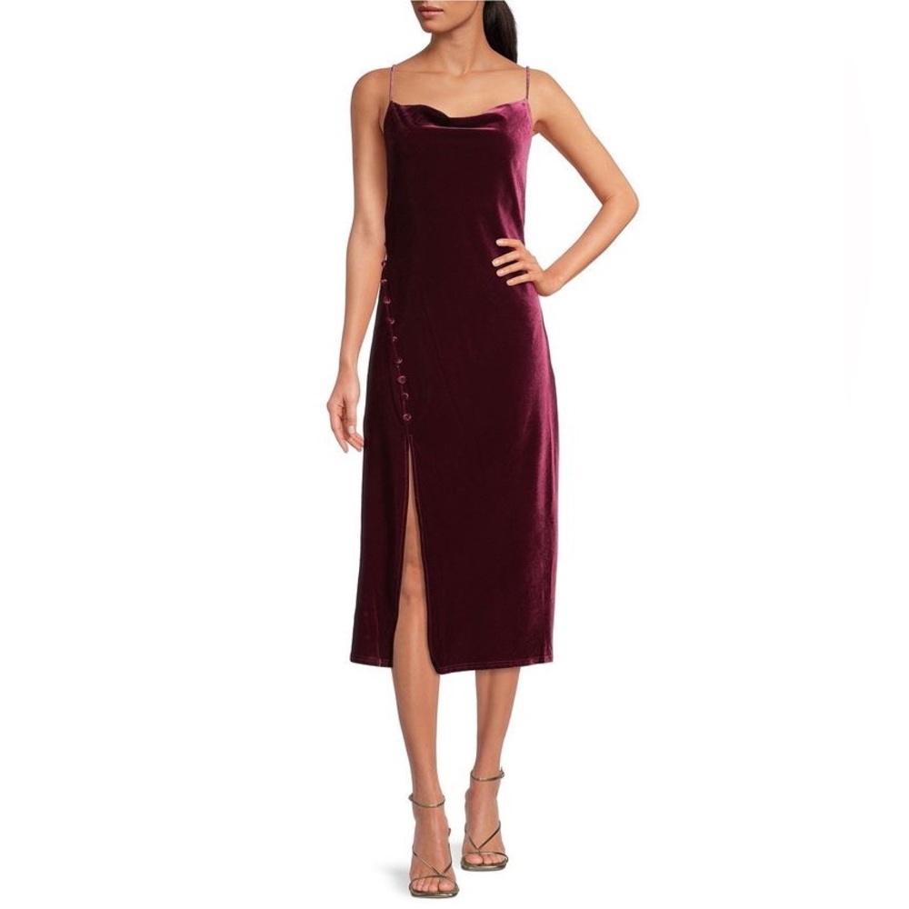Skies Are Blue Burgundy Midi Dress